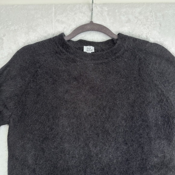 Iris & Ink Black Sweater Top Angora Long Sleeve Crewneck Extra Small Soft - Picture 15 of 16